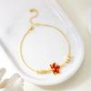 Luxury Red Zircon Maple Leaf Beads Bracelet for Women Korean Style Golden Chain Party New Plant Year Accessory Gift