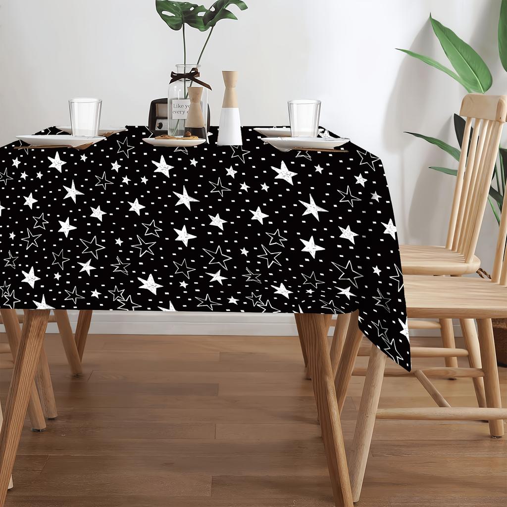 Star Print Rectangle Tablecloth Back To School Decor Indoor Outdoor Reusable Home Dinner Table Cloth Student Party Decorations