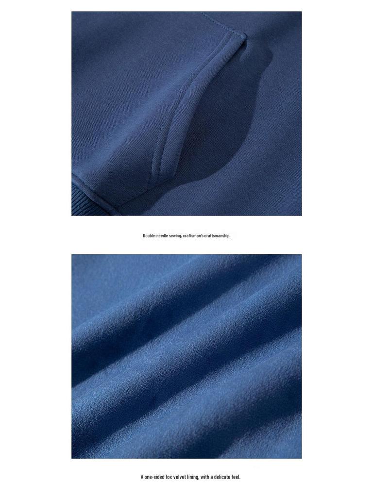 Women's Plus Velvet Thickened 450g Silver Fox Hoodie - Warm, Casual, Loose Fit, Solid Color for Autumn & Winter.