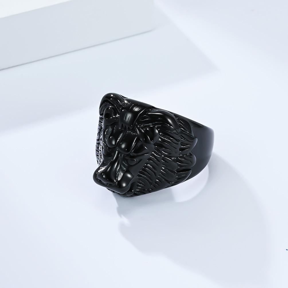 Punk Vintage Lion Shaped Ring for Men Stainless Steel Ring PVD Gold Plated Jewelry New