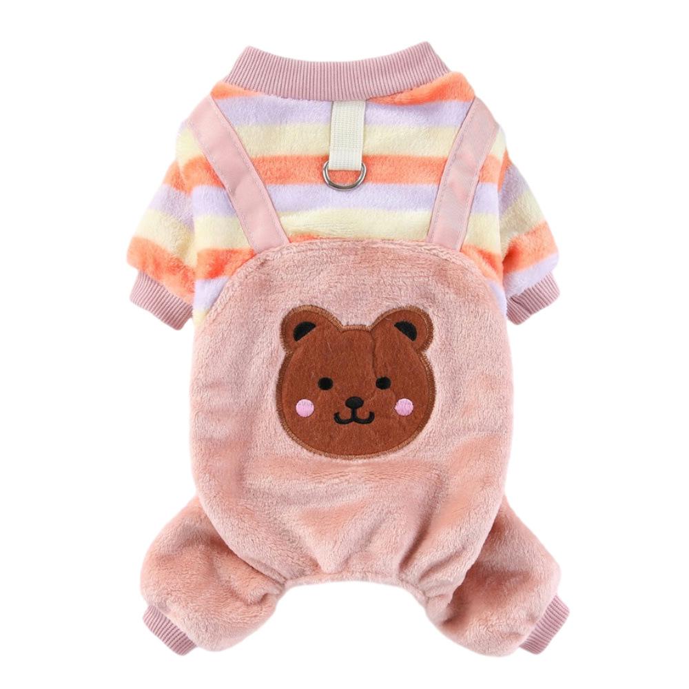 Pet Warmth Flannel Four-Legged Autumn/Winter Leashable Outfit for Dogs & Cats