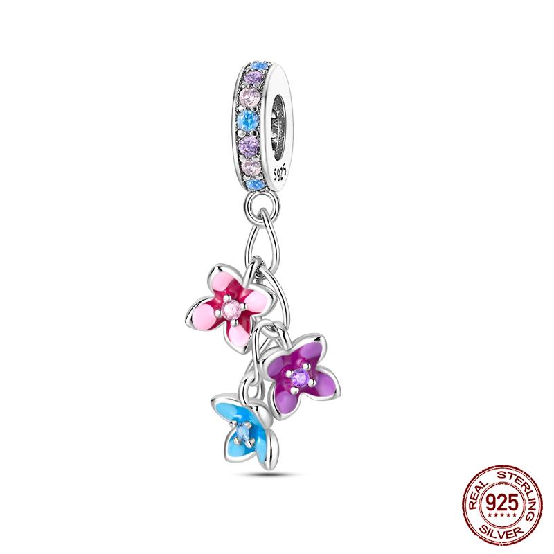 100% Copper Beautiful Spring Flowers Butterfly Firefly Charms Beads Fit Qikaola Original Bracelets Diy Jewelry