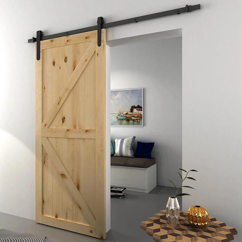 Sliding Barn Door Hardware Kits Top Mounted Hanging Rail Hanger Track Steel Closet Door Roller Rail For Single Door-A