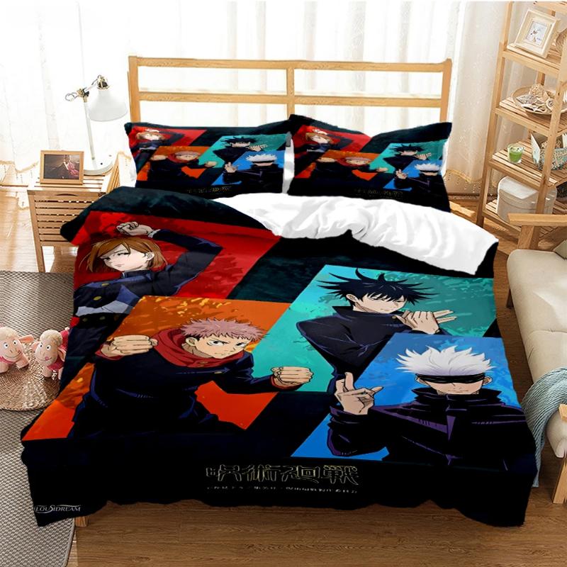 Jujutsu Kaisen Bedding Set Quilt Cover Pillowcase Anime Figure Satoru Gojo Bed Bedroom Duvet Cover Decor Beddings Suit Kids Gift