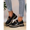 Metal Chain Low-top Shoes 2025 Autumn New Platform Muffin Kick Plus-size Loafer Girl