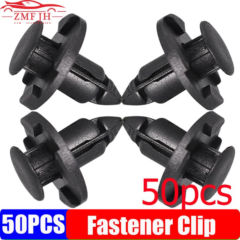 ZMFJH 50PCS 8mm Diameter Car Bumper Black Vehicle Door Panel Fender Liner Clips Retainer Plastic Auto Fasteners Rivets Clip