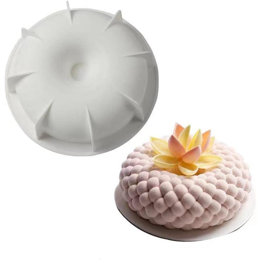 Round Silicone Mold French Dessert NonStick Molds DIY Lotus Flower Shape for Making Chocolate Bread Mousse Jelly Baking Mold