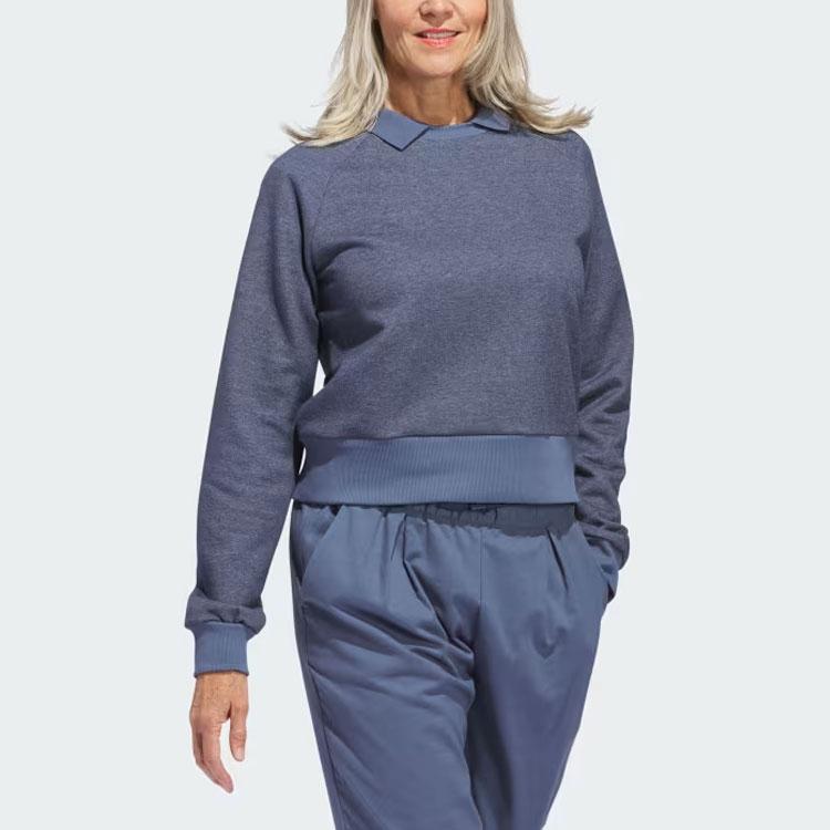 Adidas Go-To Sweatshirt Color Block Logo Short Sleeve Women Sweatshirt Dark-Blue IP4195