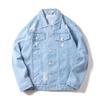 New Fashion Hole Denim Jakets Muži Tenké Bavlna Jean Svrchní oblečení Pánské Causal Streetwear Kabát Tun Down Collar Retro Denim Jackets Muž