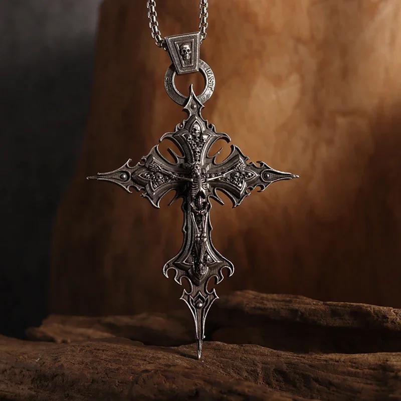 Stainless Steel Irish Celtic Knot Cross Pendant Necklace for Men Women Fashion Lucky Amulet Jewelry