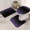 4Pcs Black And Purple Shower Curtain Set with Non-Slip Bath Mat, Toilet Lid Cover, Contour Rug & 12 Hooks, Bathroom Decor