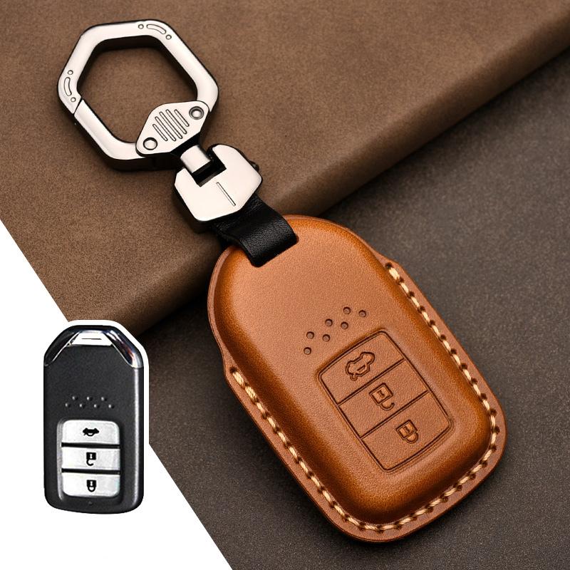 Leather Car Key Case Cover Shell for Honda Civic Accord Fit Hrv Crv Jazz City Protector