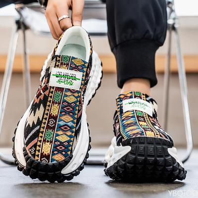 Spring and Autumn Fashion New Breathable Embroidered Thick Soled Men's Shoes with Tall Lazy Feet Casual Sports Men's Shoes