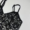 European & American Spaghetti Strap Lace See-through Waist-cinching Backless Maxi Dress