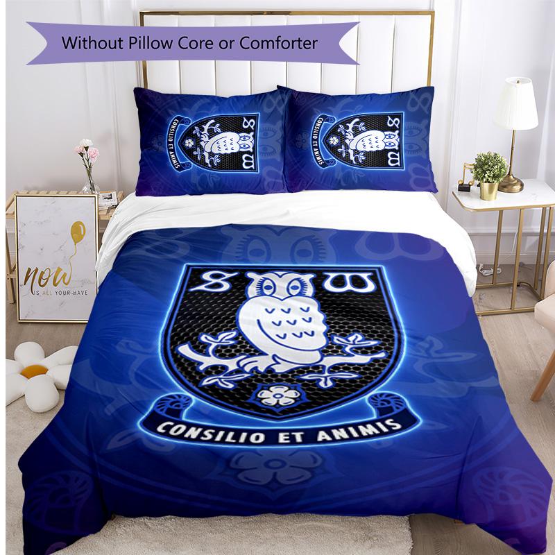 Sheffield Wednesday Football Printed 3 Pieces Bedding Set, Comfortable Skin Friendly Bedroom Duvet Cover Set