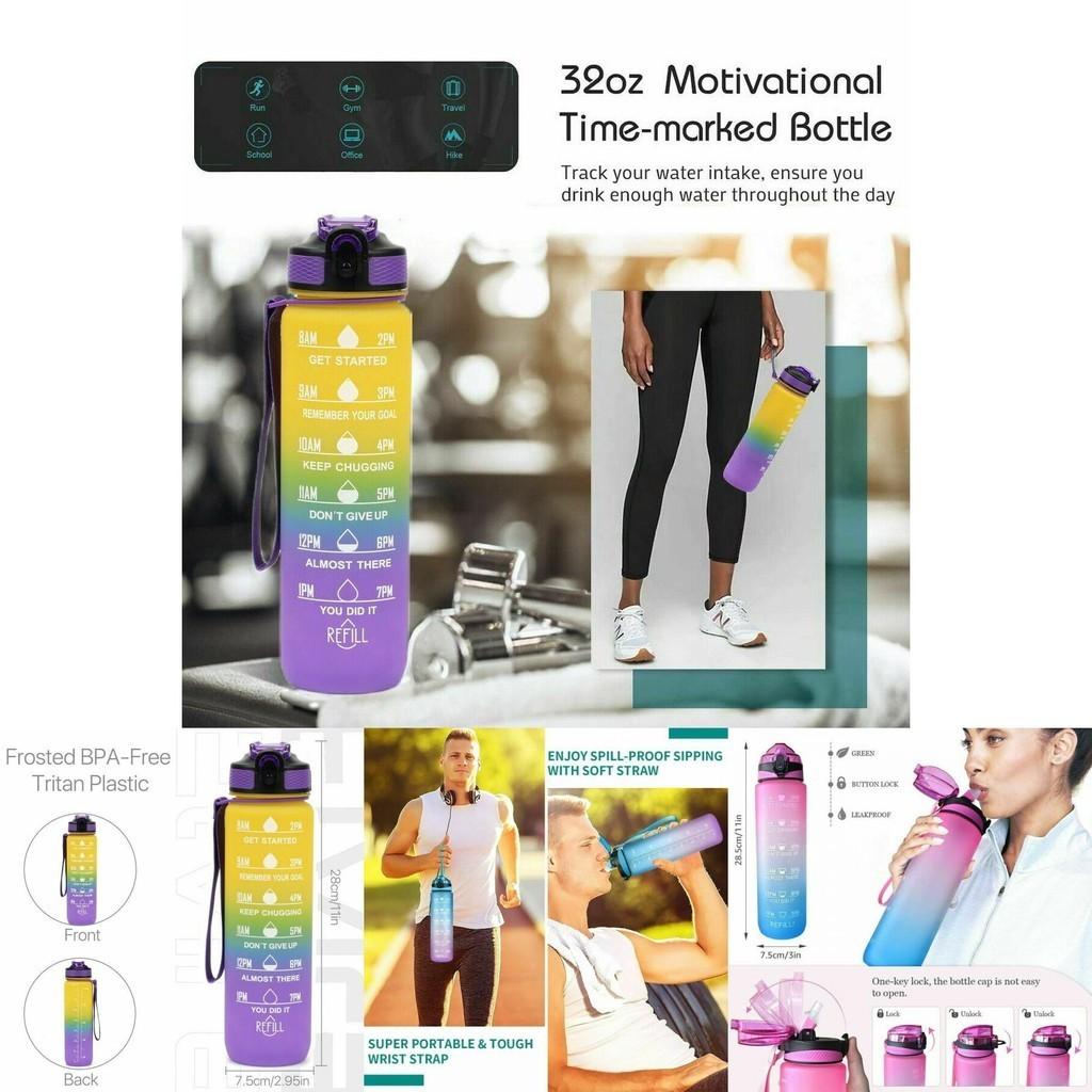 Omorc 1l Sports Water Bottle Leakproof Bpa-free With Detachable Filter And Time Marker