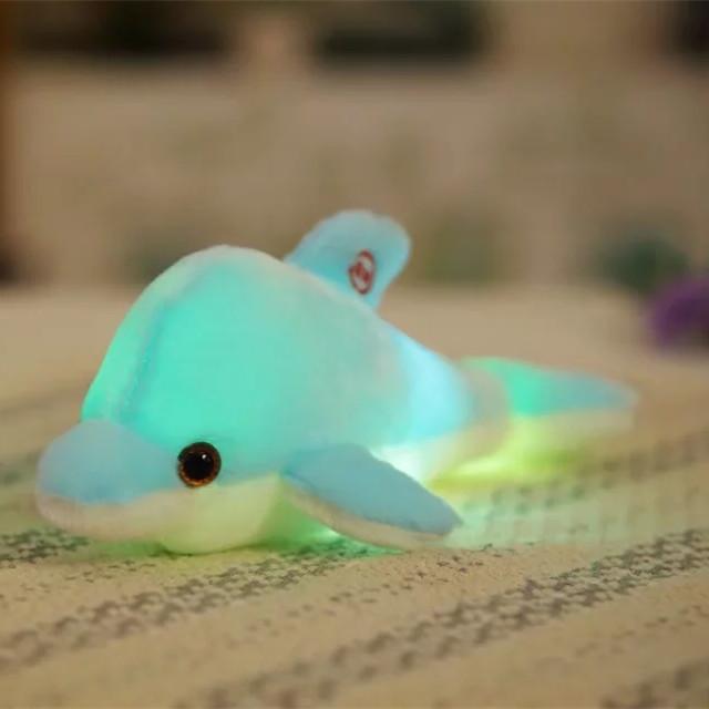 32Cm Colorful Glowing Dolphin Plush Toy Kawaii Luminous Plush Dolls Stuffed Doll With Led Light Cute Gift For Kids Girls