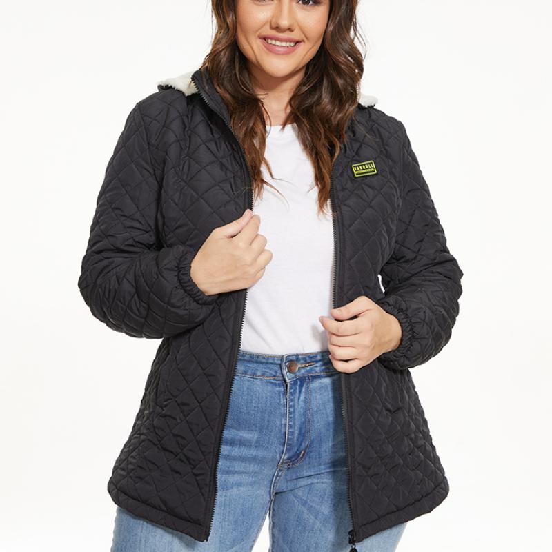 Jachetă de toamnă iarnă pentru femei, parcă groasă și caldă cu glugă, haină subțire cu mânecă lungă