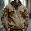 Half Zipper Men's Tactical Hoodies Solid Military Sweatshirts Multi Pockets Male Hooded Jackets Thick Outdoor Polar