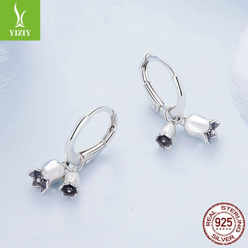 S925 Sterling Silver Lily Of The Valley Flower Ear Buckle Women, Elegant And Generous Temperament Flower Earrings Earrings