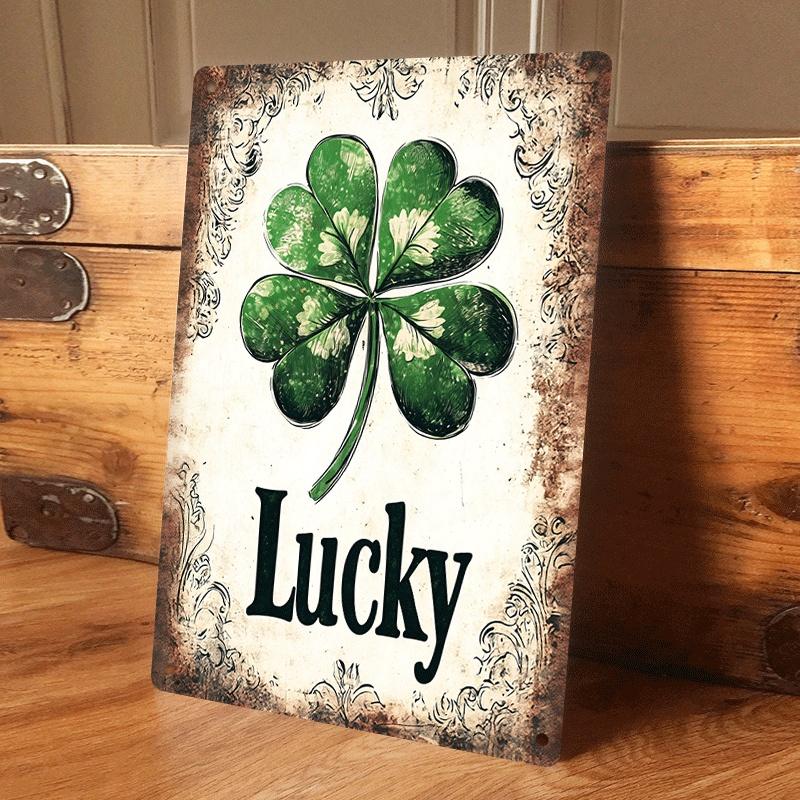 

1 piece of vintage four-leaf clover tin decorative painting, lucky theme living room wall hanging, Irish holiday decorative meta (as the picture,20x30cm)