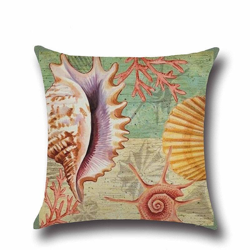 High-quality Linen Marine Animal Pillow Cushion Cover With Timeless Sea Creature Art