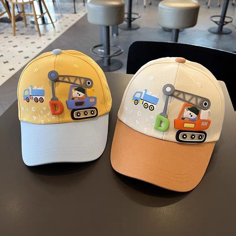 Cartoon Car Print Baby Baseball Hat Fashion Patchwork Sunshade Duck Tongue Cap Boy Girl Kids Casual Outdoor Peaked Hat
