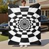 1PC Checkerboard TunnelOutdoor Flannel Blanket - Soft Plush Decor for Picnics, Camping, Bedroom, Playroom, Office, or Lunch Break 1359A