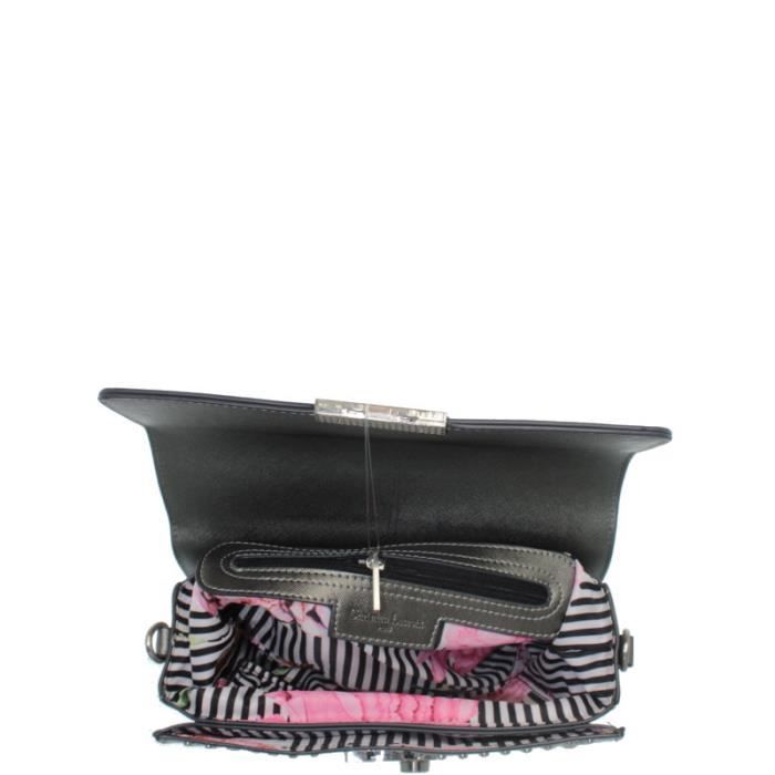 Sac - Christian Lacroix - Noir - Cuir saffiano - Brillant - Porté travers