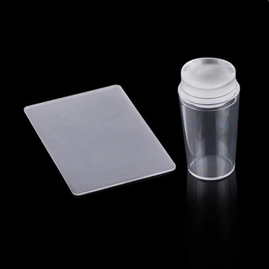 2 In 1 Clear Jelly Nail Art Stamping Kit Soft Stamper + Scraper Manicure Tool