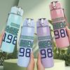 1PC Retro Baseball Mark 750ml Color Plastic Sports Water Bottle Leakproof Flip Straw Lid Suitable for Sports Office Home Use