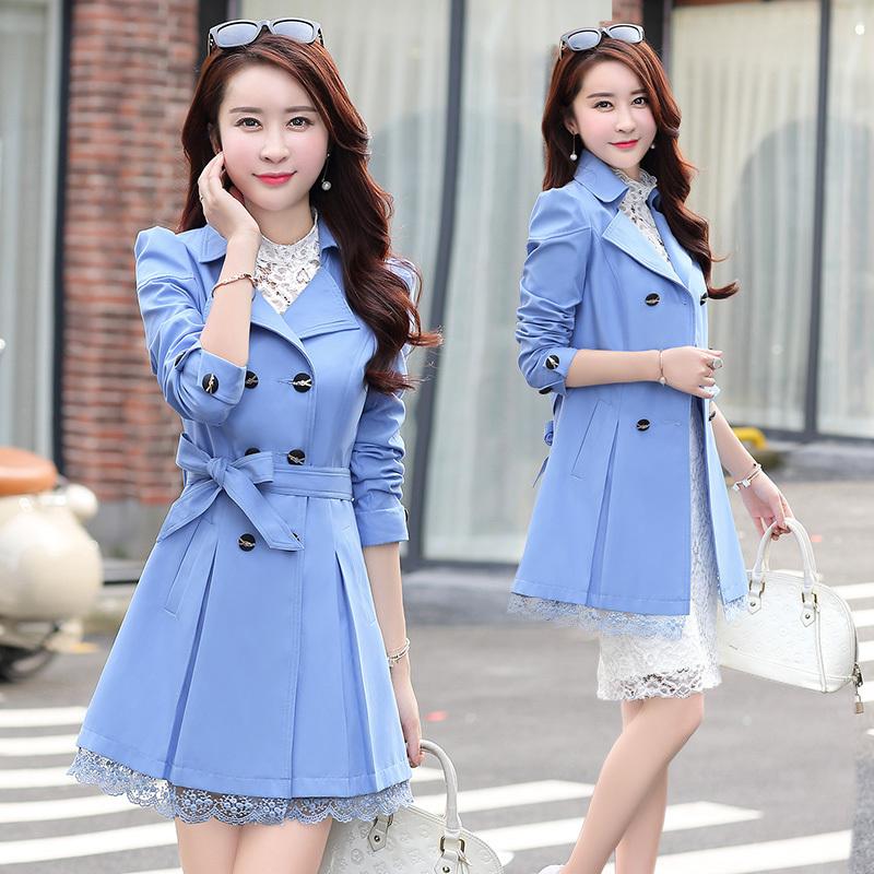 

Женские пальто для отдыха, приталенный двубортный пиджак с бантом на поясе и длинными рукавами, отложной воротник, верхняя одежда больших размеров XXXL синий