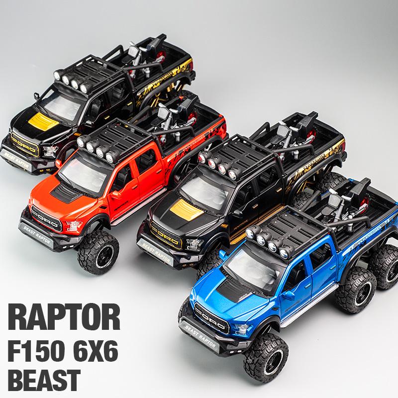1/28 Ford Raptor F150 Alloy Car Model Diecast Toy Metal Modified Off-Road Vehicles Car Model Sound Light Collection Kids Gifts