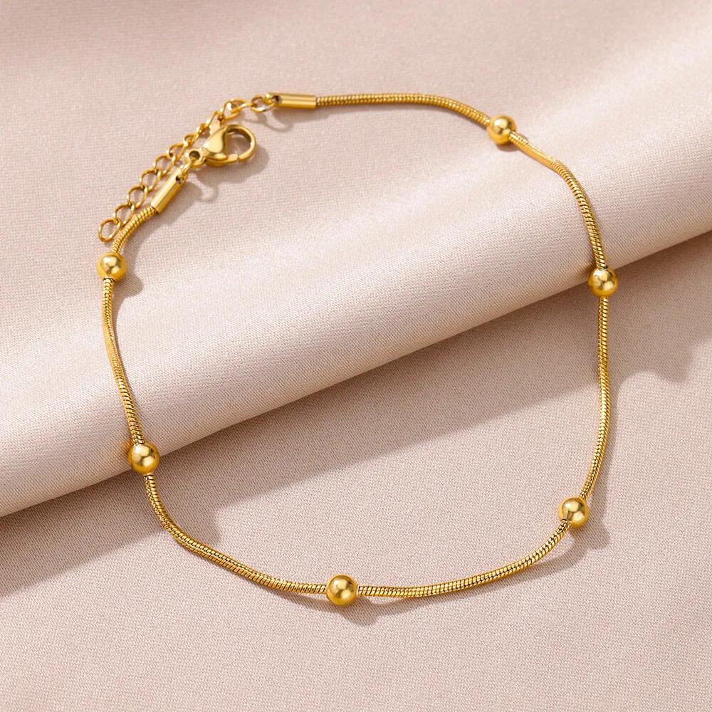 Stainless Steel Imitation Pearl Anklets for Women Gold Color Chain Ankle Bracelet Anklet Summer Beach Jewelry Accessories Gift