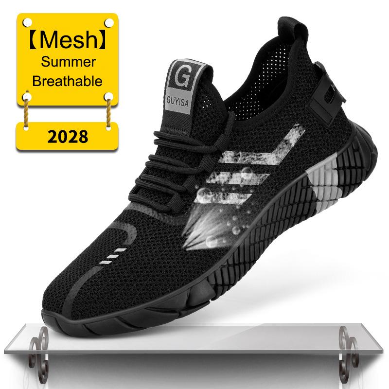 Fashion Breathable Men Safety Shoes With Steel Toe Cap Working Boots Indestructible Shoes Male Puncture-Proof Casual Work Sneakers