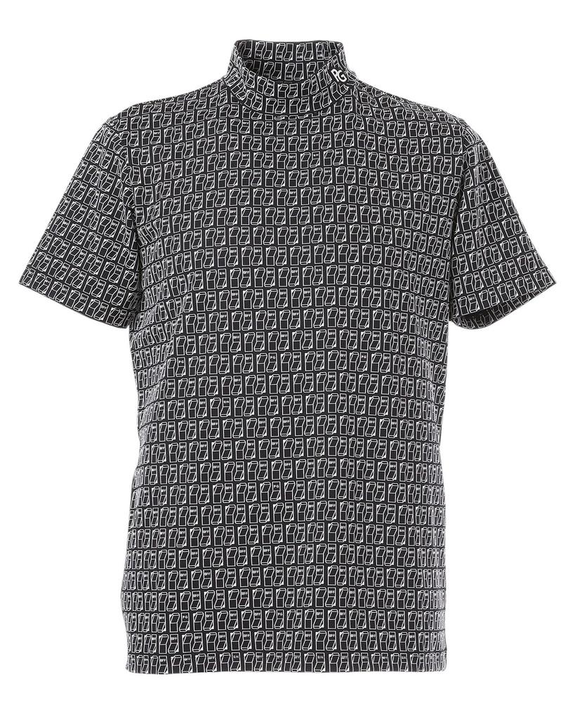 PEARLY GATES Short Sleeve High Neck Shirt Quick UV Switch Golf Navy Base Size 5 Men's (Moisture Wicking, Drying, Protection, Pattern) / / 053-5167401