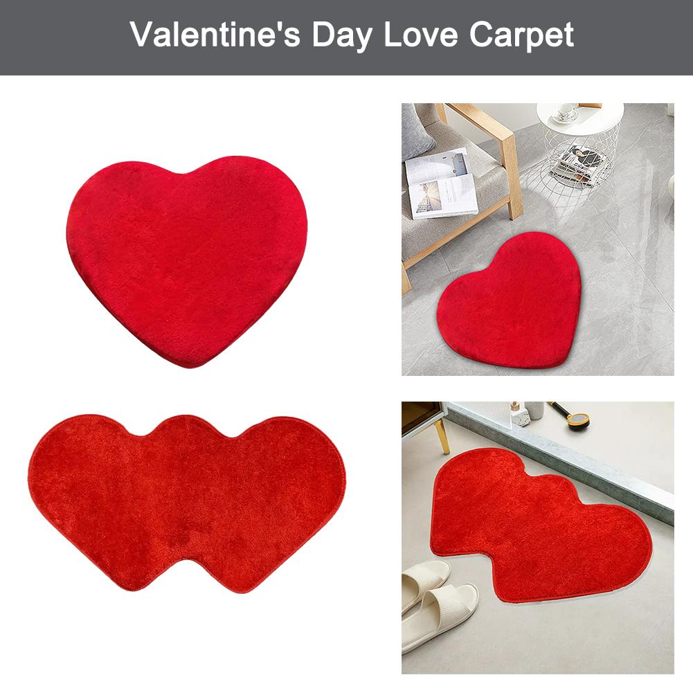Red Love Heart Carpet Valentine's Day Double Heart Carpet Atmosphere Non-slip Living Room Bedro U9Q6