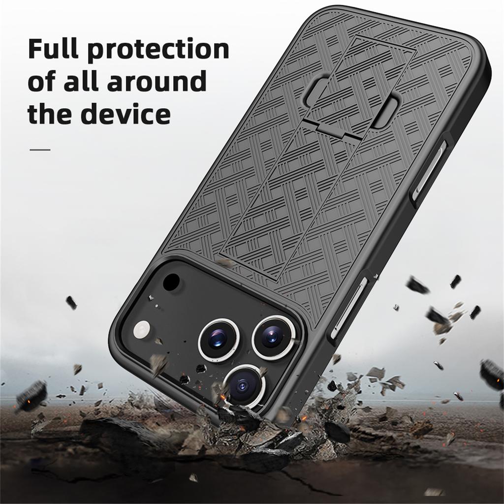 Fit iPhone 17 Pro Kickstand Phone Case, ShockProof Heavy Duty Armour Tough Stand Case With Belt Clip For iPhone 17 Pro Max 6.9"