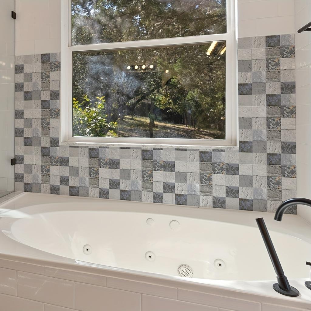 1Set (10Pcs) Vintage Floral Ceramic Tile Wall Stickers - Self - Adhesive, Waterproof & Grease - Resistant for Kitchen Home Decor