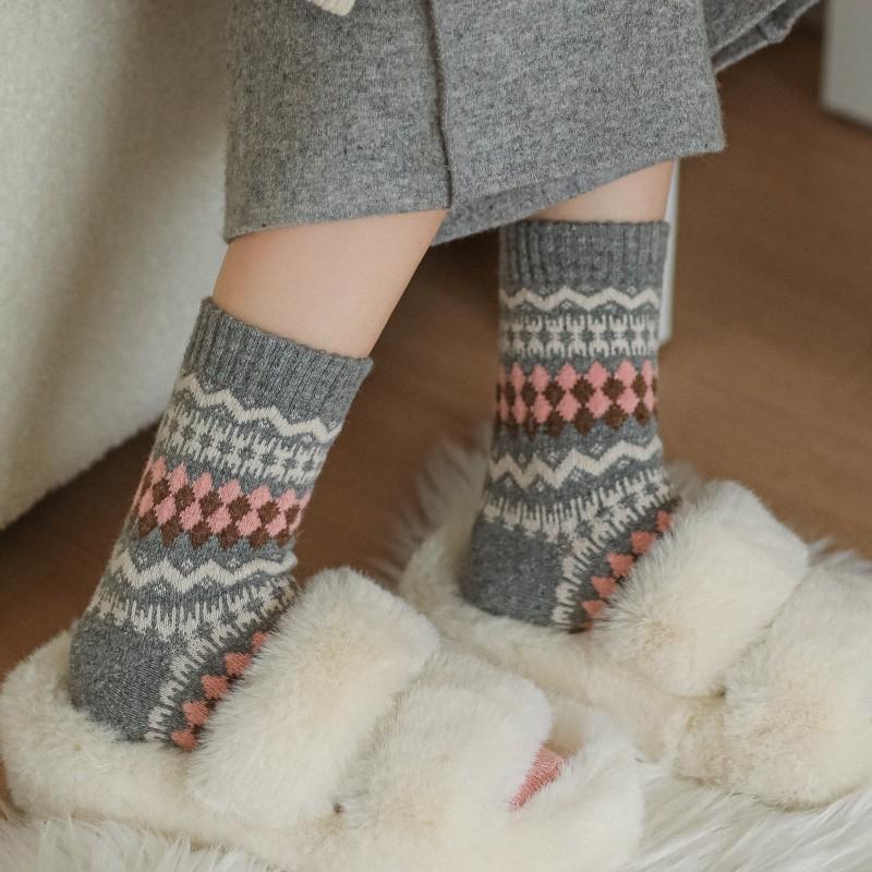 Wool Socks Children'S Medium Tube Socks Season Thickened Warm Stacking Socks Literary And Retro Korean Stockings