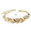Adjustable Golden Leaves Rhinestone Bracelets Elegant Leaf Bangle for Women