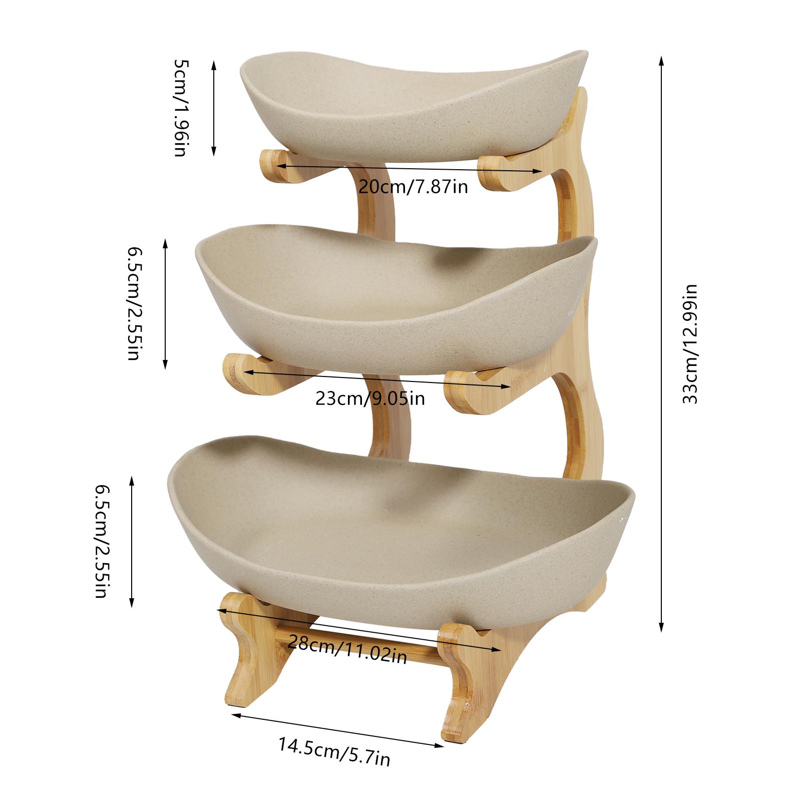 

3-х уровневая полка для хранения фруктов, фруктовая тарелка, фарфор + бамбуковая рамка, подставка для сервировки, органайзер для хранения овощей на кухне темные хаки