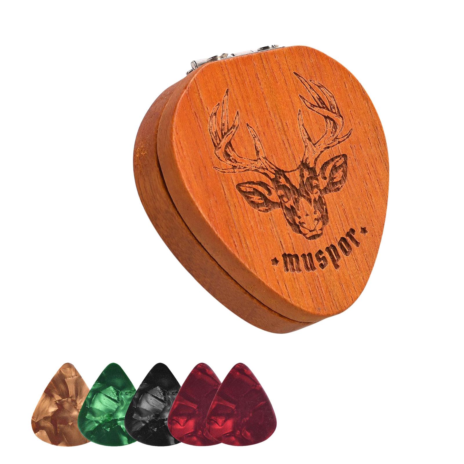 

Держатель-коробка для медиаторов с 5 деревянными медиаторами для гитары, кейс для плектров в форме ромба, коробка для бас-гитары, музыкальный инструмент