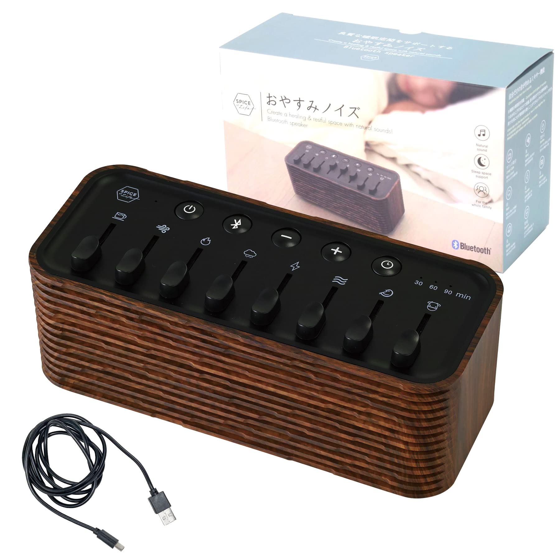 

Spice SPICE OF LIFE Ambient sounds that can be mixed to your liking Good night noise speaker Woody Sleep Relaxing Ambient sounds Mixer with timer