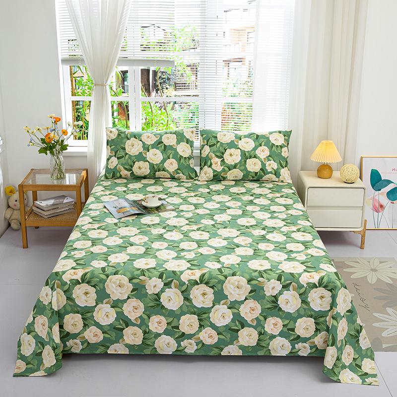 Cotton Thickened Bed Sheet 1pc Plant Flowers Printed Single Double Top King Sheets Pure Cotton Single Size Kids Bed Linen