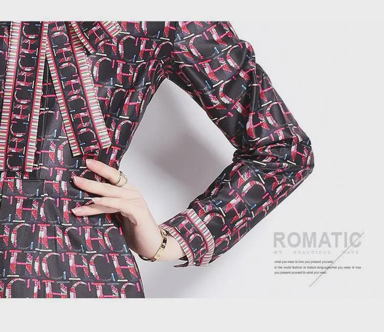 In-Stock European & American Style Waist-Slimming Printed Dress