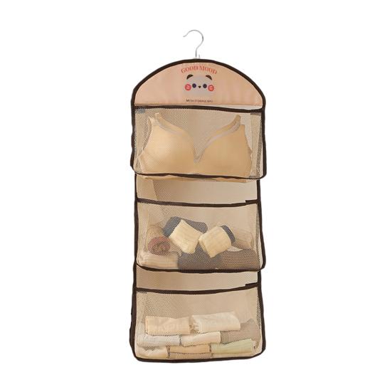 Mesh Wardrobe Organizer Large Capacity Storage Net with Hook Breathable Hanging Storage Pouch for Socks Underwear Dormitories Travel Use