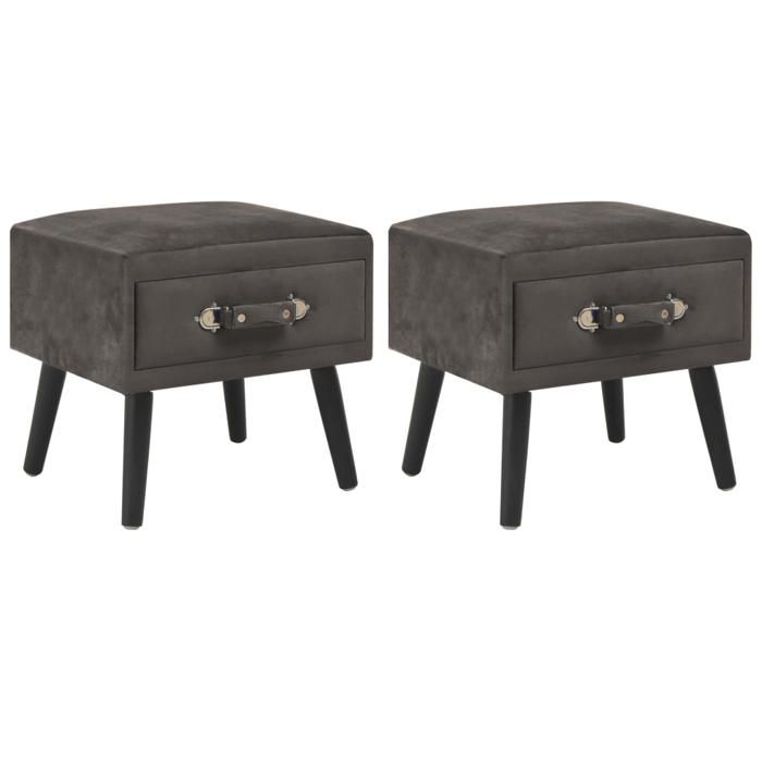 Table de chevet - VIDAXL - Gris - 40x35x40 cm - Velours