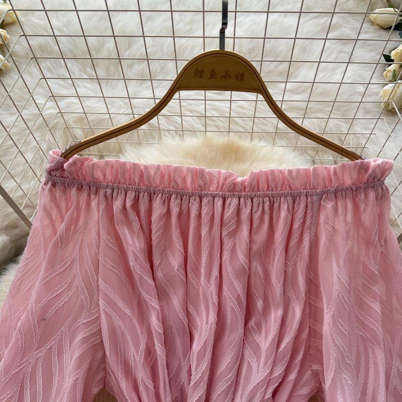 Lantern-sleeved Cinched Waist Elegant French Slimming Dress for Women