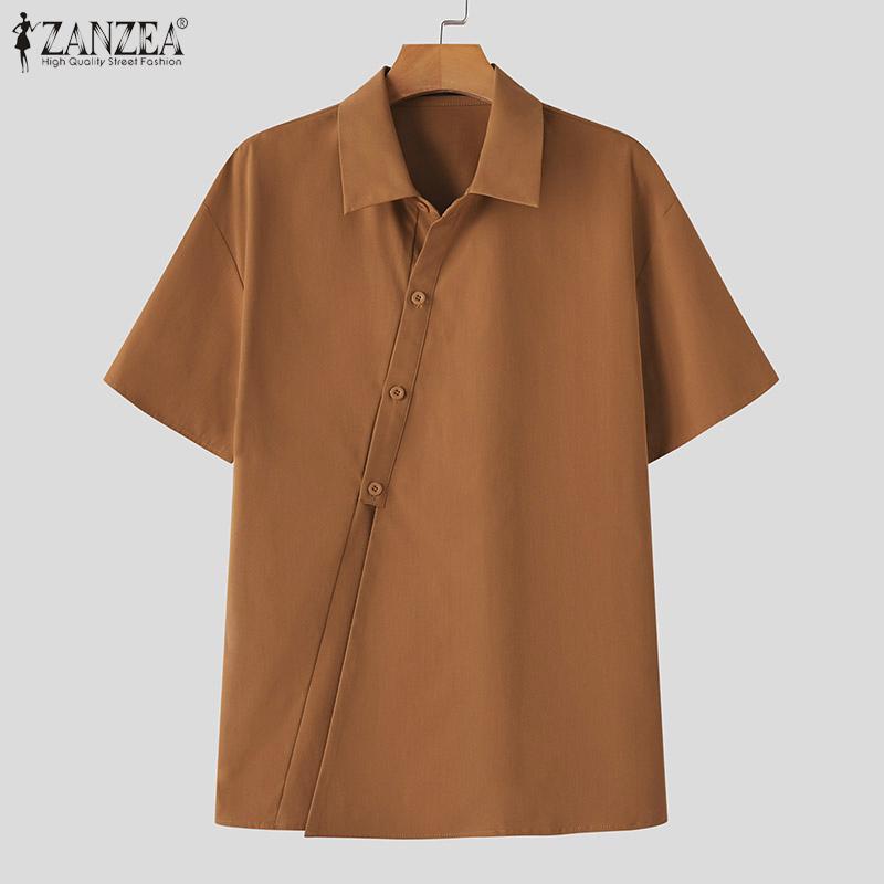 ZANZEA Bluză Casual de Vară cu Mânecă Scurtă, Largă, Culoare Solidă